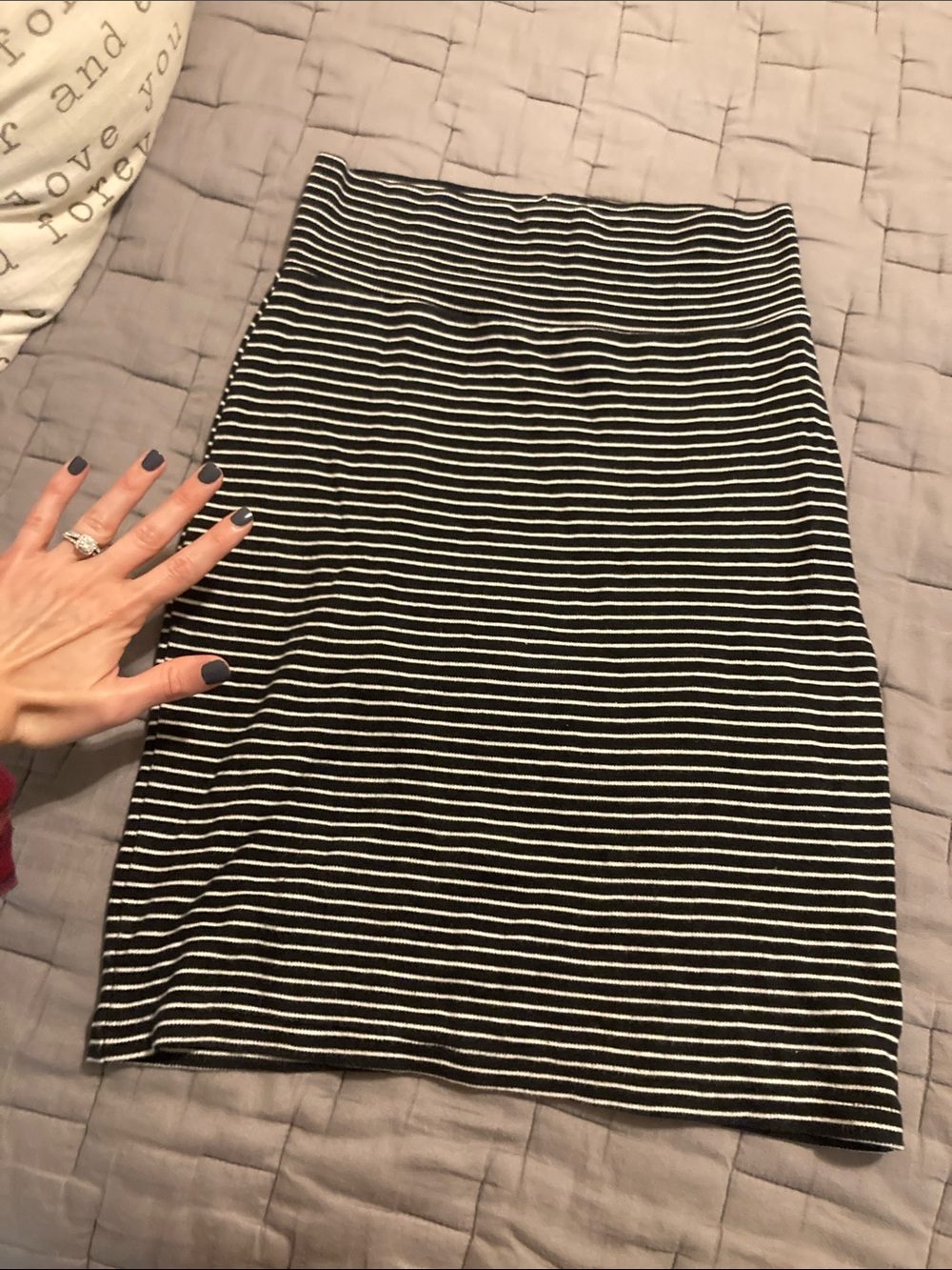 American Apparel 100% cotton Black & White Striped Pencil Skirt